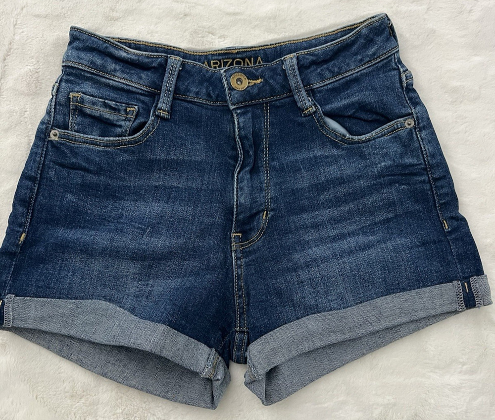 Arizona Jean Co Denim Shorts Womens Size 3 Dark Wash Cuffed Stretch Casual